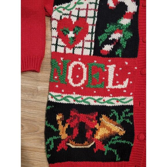 Vintage Heirloom Collectibles Christmas Cardigan Women's Sz L Santa Sweater Red - Picture 5 of 13